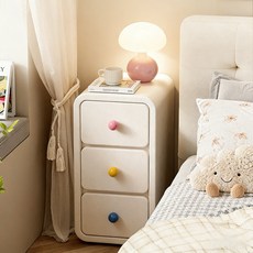 슬림 침대협탁 소형 도파민 아이보리 원목 침대협탁, 1개, 화이트 3단 25*40*50CM