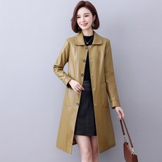 가죽 캐주얼 여성 양가죽 하이웨스트 롱 가을