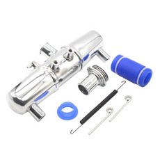 HPI Savage 1/8 RC 원격 제어 모델 차량 4.6/5.9 배기관이 더블 리어 구멍이있는 HPI에 적합합니다., 실버 &amp; 블루