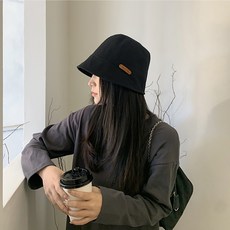 【HanVo】日系小標籤帆布漁夫帽 - 透氣遮陽休閒帽