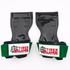 타이거밸런스 헬스 스트랩 그립, 그린 스트랩 + 로고 화이트, 1세트