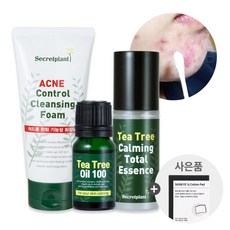 티트리 스킨케어 3종세트(유기농 티트리 오일 100+아크네 컨트롤 여드름 폼 클렌징 + 티트리 카밍 토탈 에센스), 1세트, 티트리오일+티트리폼+티트리에센스