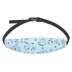 純棉透氣車用防偏頭鬆緊帶 睡覺神器 寶寶頭部固定帶 嬰幼兒睡覺固定帶 頭部保護帶 瞌睡神器 車用固定帶 安全座椅輔助帶, 安全座椅頭部固定帶【藍動物】, 1個