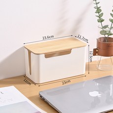 《小日子家居館》插排插座收納盒 插線闆電源線數據線充電器電線收納神器 集線器, 中號[電線收納盒-竹木蓋子], 1個