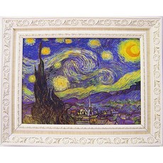 中幅星月夜【星空】Vincent 梵谷 50x40cm 防塵防潮不褪色 - 有金框/白框可選, 白框