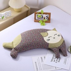 귀여운 고양이 코튼 캐릭터 목베개 낮잠 학생용 기숙사 회사 등쿠션 의자쿠션, 커피
