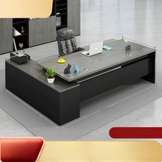대표님책상 럭셔리 회장 사장님 데스크 고급 테이블 그레이오크 140cm + 60cm + 캐비닛, 그레이 오크 140+60+사이드 캐비닛