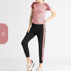 聚衣堂 瑜伽服兩件套網紗短袖上衣跑步瑜伽褲運動套裝