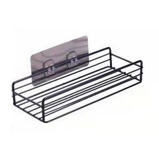 立雅小舖 免釘牆轉角置物架，鐵藝浴室收納架，免打孔廚房置物架，不鏽鋼廁所收納, 長方形黑色, 1個