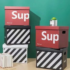 종이 정리함 수납함 상자 다용도 이사박스 27x20x17cm cha*7614yu, 화이트스트라이프, 본상품선택, 1개