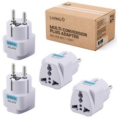 리빙유 멀티 변환 어댑터 콘센트 돼지코 110V 220V 변환, 4개