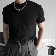 『GOAT』小高領 boxy 短袖 3色 合身 雙剪裁 車線 素面 短TEE 挺版 健身, 深灰,M, 1個