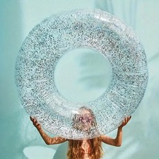 現貨透明游泳圈 加厚加大充氣式造型泳圈 兒童成人游泳輔助, 1個, (f59)90碼 泳圈, 透明色