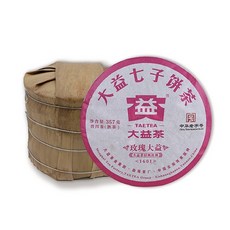 大益 普洱熟茶 餅茶 357克 玫瑰大益 1601 茶有大益, 1個, 一筒＋一片