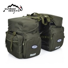 戶外自行車馱包 長途騎行川藏50L大容量防雨山地車尾包單車後座包馬鞍包 雙邊包 腳踏車包 腳踏車馬鞍包 單車馬鞍包, 軍綠色+防雨罩, 1個