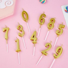 슈에뜨지니 골드초 케이크 생일 숫자 초 케익 촛불 파티 예쁜 미니 축하 100일 기념일 꾸미기 대형 작은 큰, 1개, 골드 숫자초 4