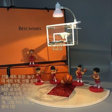 조명 미니 농구대 미니농구 농구골대 데스크테리어 선물, 1개, 나무무늬 바닥 코트 선물용