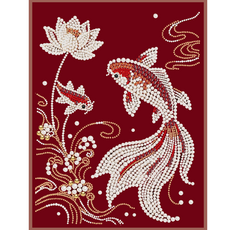 온메이드 DIY 명화 진주드로잉 그림그리기 보석십자수 세트 MD-230, 1개, 02 금붕어