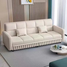 휠렉스 모던 주름 장식 패브릭 고급 소파베드 DG03, 아이보리-200cm