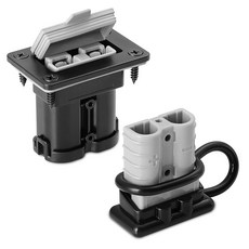 방수 50암페어 배터리 퀵 커넥트 분리 키트 보트 마린 윈치 및 RV 전원 시스템용 6-8 게이지 와이어 패널 마운트 플러그블랙, 2Pcs Grey