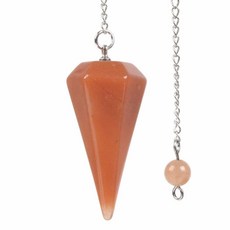 천연 로즈 쿼츠 크리스탈 원석 육각형 포인트 레이키 차크라 펜던트 펜듈럼, 다크 오렌지 어벤추린