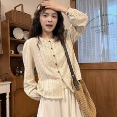 ORZQU여성 봄 패치 스트라이프 셔츠 긴팔 상의