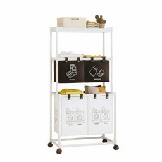 RUNDX 이동식 3단 대용량 빨래바구니 세탁바구니 선반, 화이트