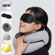 리니하우스 여행용 목쿠션 기내용 메모리폼 목베개, 그레이