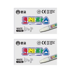 [ONEDREAM]문교 단색 크레파스 빨강 노랑 초록 파랑 하양 검정 12개입 2개 세트, 1세트, 1색, 하양2개