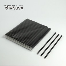 【Virnova】 竹纖維 紙吸管 6x195mm 黑色 平頭 裸裝 生物可分解 環保吸管, 1包, 100支