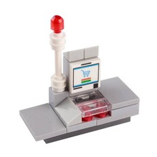 MOC 도시 슈퍼마켓 스트리트 뷰 장면 빌딩 블록 음료 기계 금고 게임 콘솔 디저트 캐비닛 테이블 벽돌 장난감 217644, B16-27-1