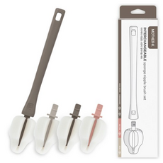 마더케이 국산 리필형 스펀지 롱핸들 젖꼭지 세척솔 세트, 1세트, 초코브라운