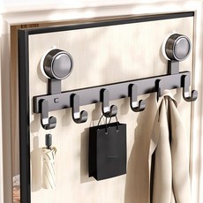 DOA 무타공 문 뒤 흡착식 다용도 후크 옷걸이, 유백색 8개 고리