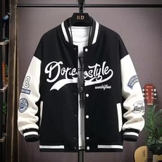 Dore style 男生棒球外套 撞色拼接美式街頭字母休閒運動夾克