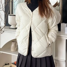 여성 경량 누빔 퀼팅자켓 오버핏 패딩 점퍼 가을 봄 캐주얼 감성룩