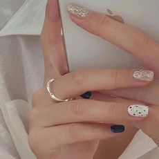 미니 럭키 트위드 행운 실버 반지