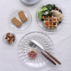 심플 커팅 유리 예쁜 투명 접시 플레이팅 3size 택1, 소, 1개