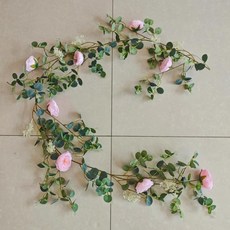 인공 장미 덩굴 가랜드 벽 파이프 에어컨용 홈 데코 인조 꽃 식물, 1개, 3. Pink180CM152g