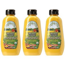 오가닉빌 옐로우 머스타드 - 유기농 비건 글루텐 프리 USDA NON GMO 팔레오 케토 친화적 12온스 3팩, 340g