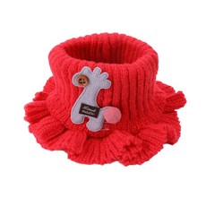 寶媽嚴選 時尚卡通長頸鹿荷葉邊領兒童羊毛針織保暖圍巾-六色可選