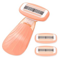 민감성 피부용 케로피 여성 면도기 보습 바 여행용 면도기 면도 키트 필수 - 민감성 피부용 5-블레이드 - 비키니 다리 - 손잡이 1개 및 리필 카트리지 3개 - 핑크, Orange
