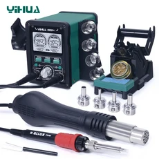 YIHUA 995D+I 새로운 업그레이드된 노즐 간편한 플러그 풀 열기 재작업 스테이션 대형 디지털 디스플레이가, 02 set2, 04 110V-120V US_01 CHINA
