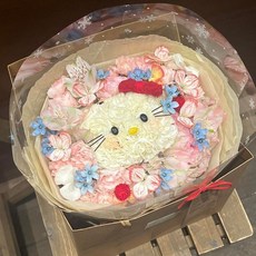 kt花束 卡通永生花 永生花玫瑰kitty玩偶送閨蜜小眾仿真香皂花束七夕情人節生日禮物 禮物花束 生日花束, 喵喵糖-kt花【成品】