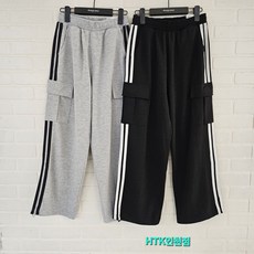 [행텐주니어] *인천점*두줄테이핑 면카고와이드팬츠@@25년봄#초신상# 사이드두줄포인트@@면소재@@밑단스트링조절@@와이드핏@@14510-038-202-07