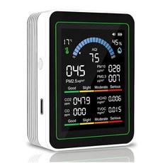 10 in 1 스마트 공기질 모니터 실내 전문가용 테스트 키트(CO2 포함) | CO TVOC HCHO 온도 AQI PM2.5 PM0.3 PM10 화이트, 1개