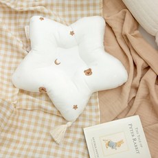 아기베개 신생아베개 짱구 두상베개 미니 별 풍기인견 자수, 곰자수, 1개