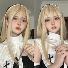 【小優】chowbie 修女 Cosplay 假髮 白色高溫絲 Cos 服裝配飾, 1個, 修女褐色