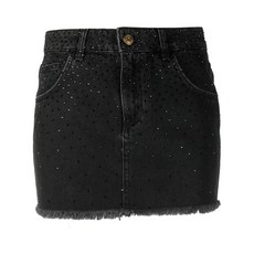 블루마린 라인스톤 장식 데님 스커트