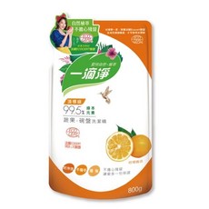 一滴淨 洗碗精 99.5% 植物萃取 檸檬/柑橘口味, 1個, 柑橘,補充包800g