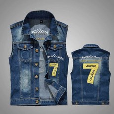 클래식 오토바이 조끼 자켓 라이더 바이크 빈티지 빅사이즈 데님, 상세페이지 참고